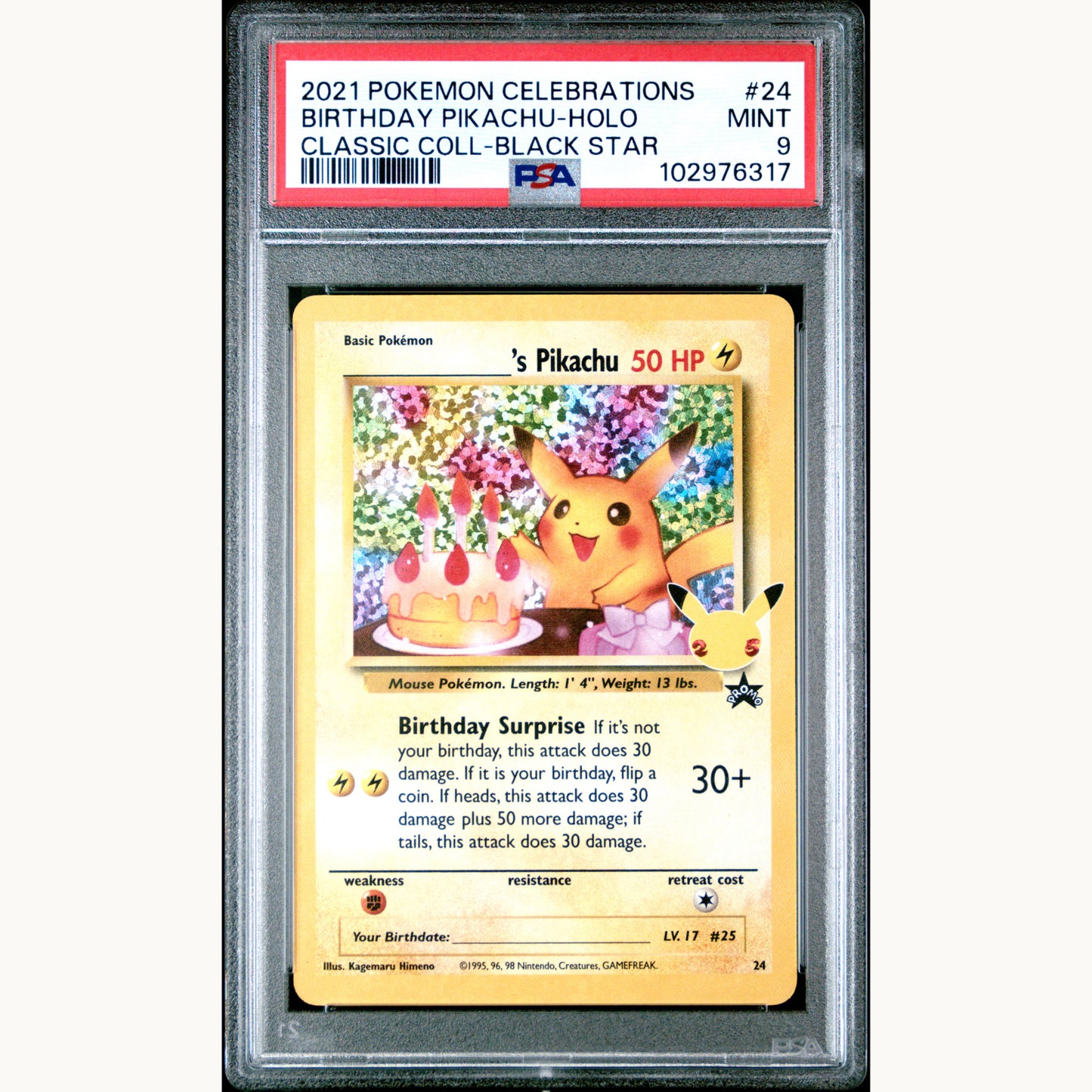 PSA 9 Birthday Pikachu Holo #24 Celebrations (ENG)