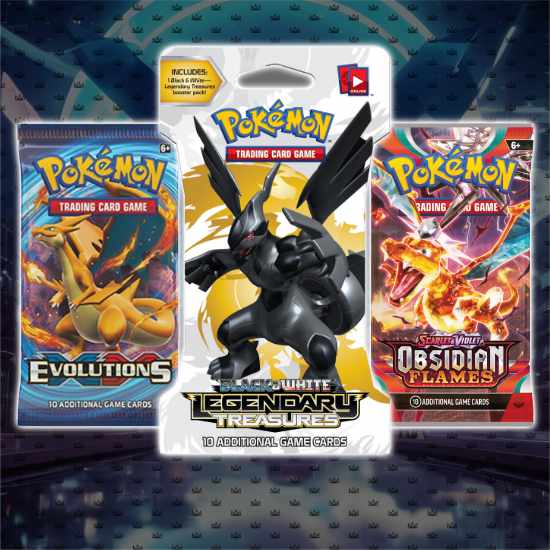 Voorkant van 3 Pokémon boosterpacks