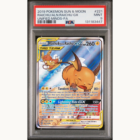 PSA 9 RAICHU & ALOLAN RAICHU 221 (ENG)