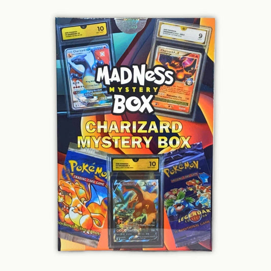 Front side of Madness Mystery Box Charizard Mystery Box