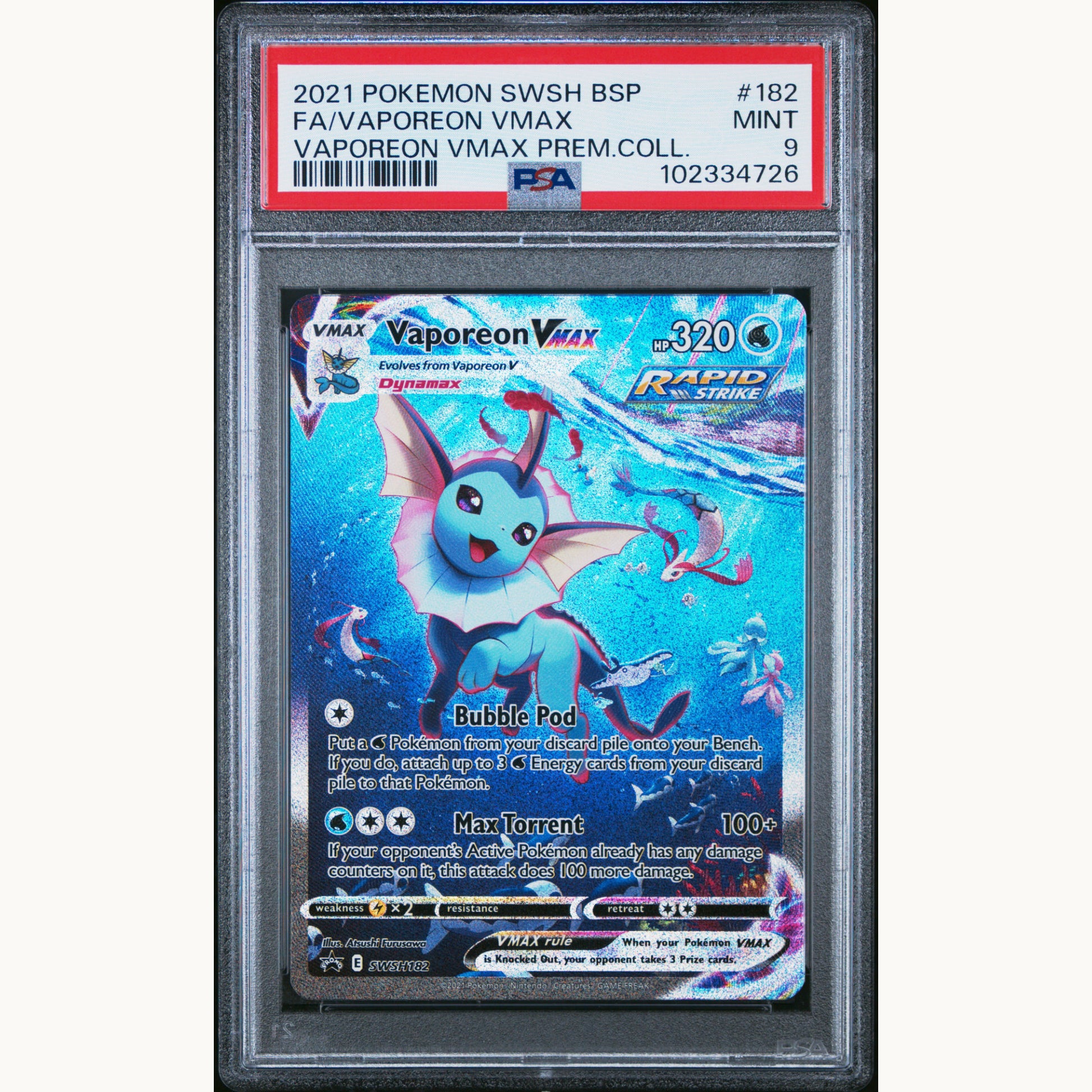 PSA 9 VAPOREON VMAX #182 (ENG)