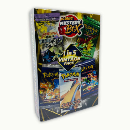 Angle view of Iconic Mystery Box 1 in 5 Vintage Pack