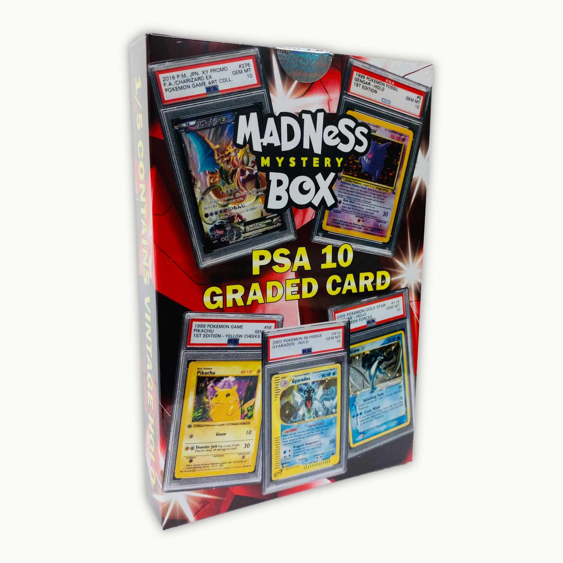 Angle side of MADNESS MYSTERY BOX PSA 10 GRADED CARD