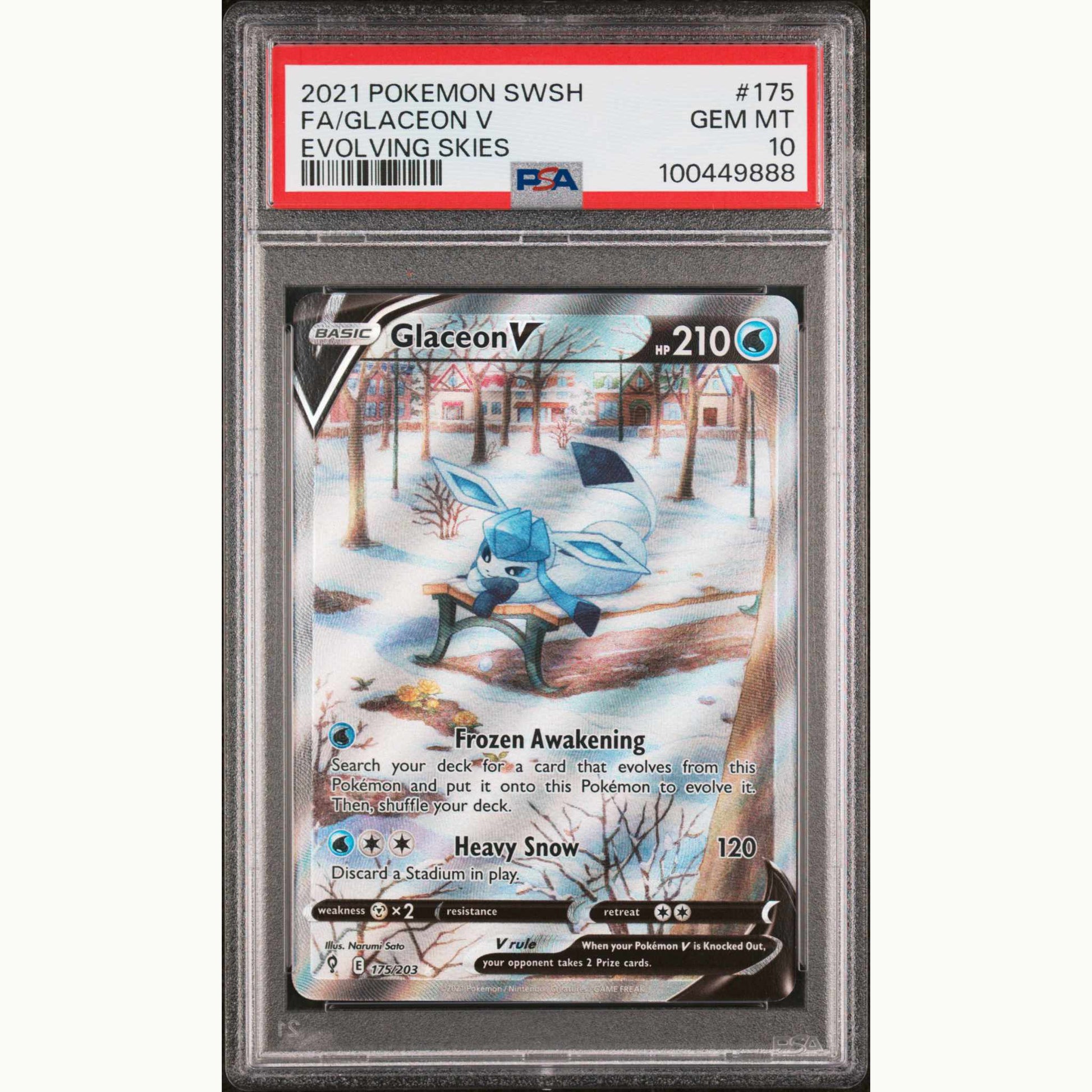 PSA 10 FA Glaceon V #175 EVOLVING SKIES (ENG)
