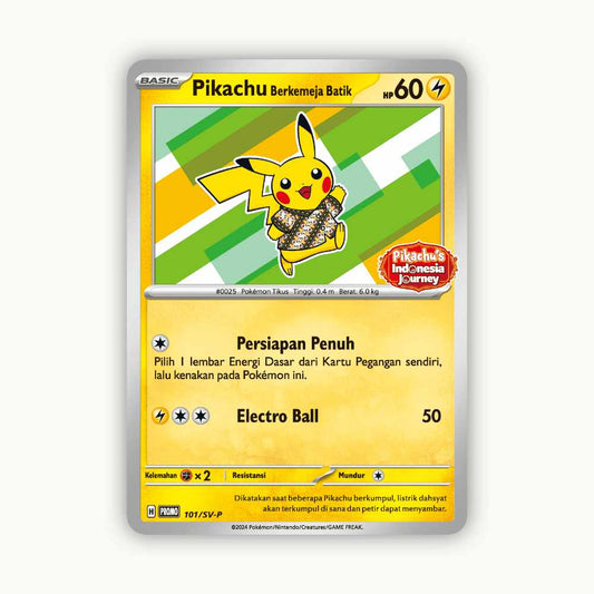 Front side Pokémoncard Pikachu Berkemeja Batik #101