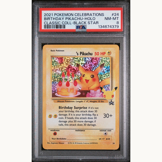 PSA 8 BIRTHDAY PIKACHU HOLO 24 CELEBRATIONS (ENG)