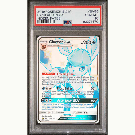 PSA10 Fa/Glaceon Gx #SV55 HIDDEN FATES SUN & MOON HIDDEN FATES