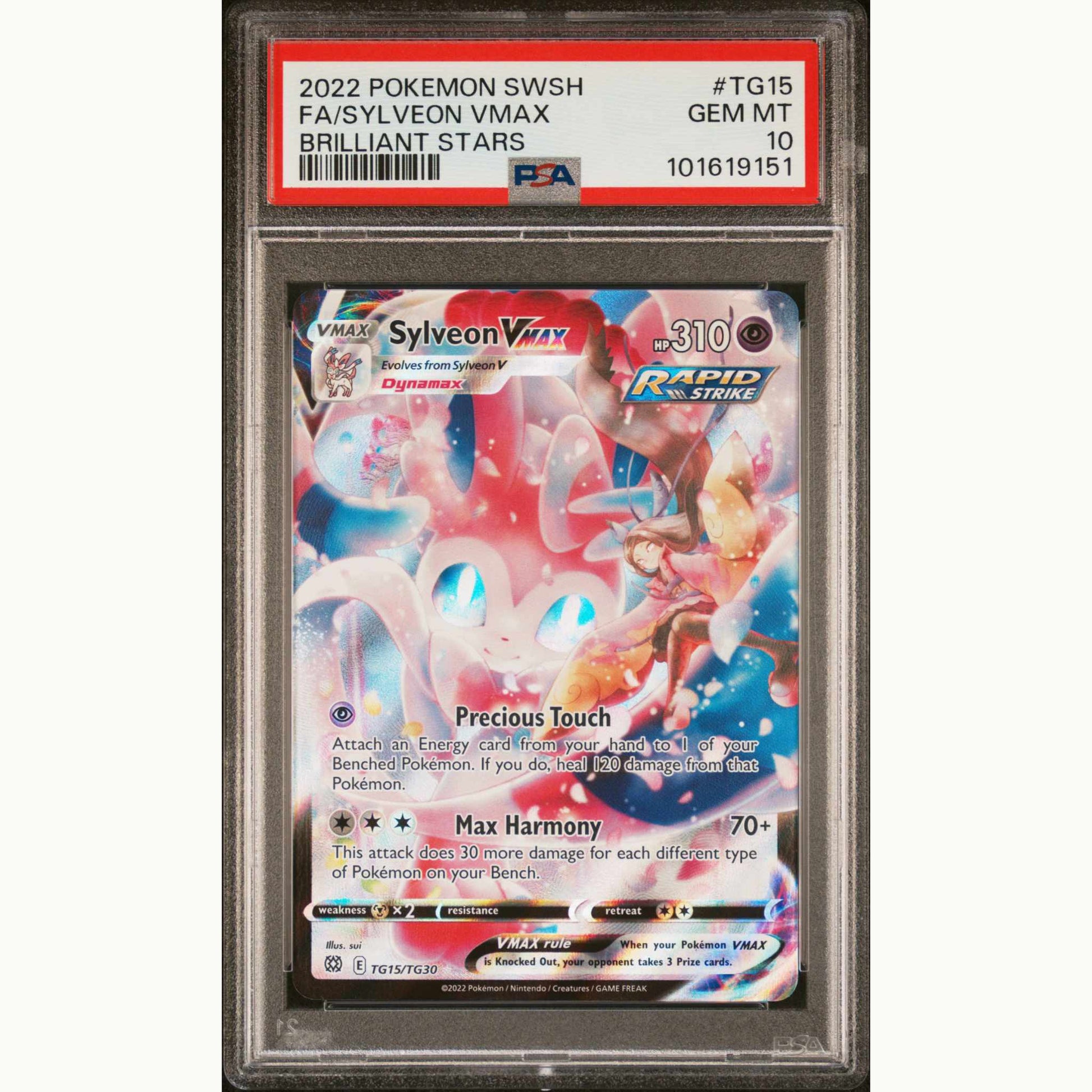 PSA 10 Fa/Sylveon Vmax #TG15 BRILLIANT STARS SWORD & SHIELD 