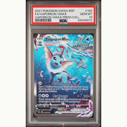 PSA10 Fa/Vaporeon Vmax #182 VAPOREON VMAX PREM.COLL. SWSH BLACK STAR PROMO