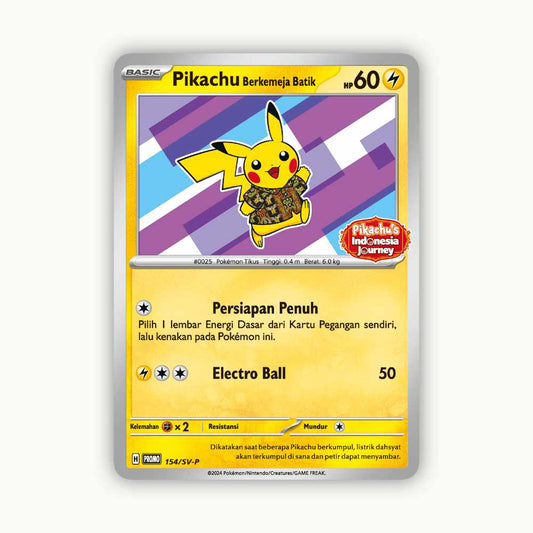 Front side Pokémoncard Pikachu Berkemeja Batik #154