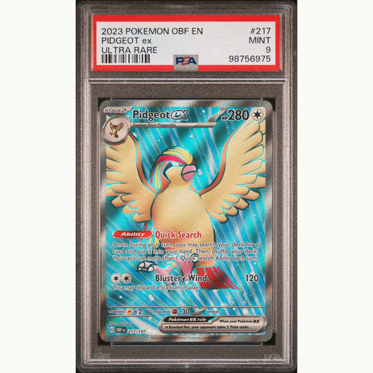 PSA9 Pidgeot Ex #217 ULTRA RARE OBF EN-OBSIDIAN FLAMES